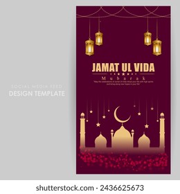 Vector illustration of Jamat Ul Vida social media feed template