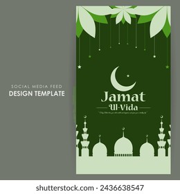 Vector illustration of Jamat Ul Vida social media feed template