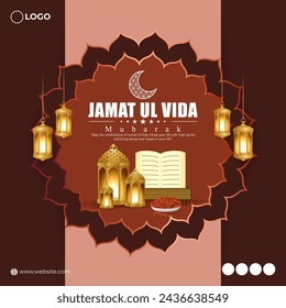 Vector illustration of Jamat Ul Vida social media feed template