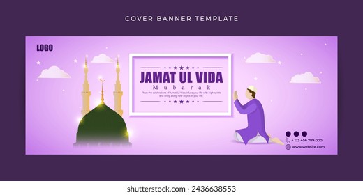 Vector illustration of Jamat Ul Vida Facebook cover banner Template