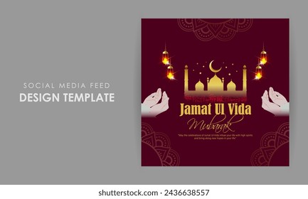 Vector illustration of Jamat Ul Vida social media feed template