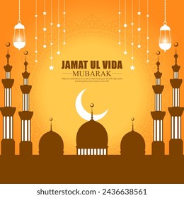 Vector illustration of Jamat Ul Vida social media feed template