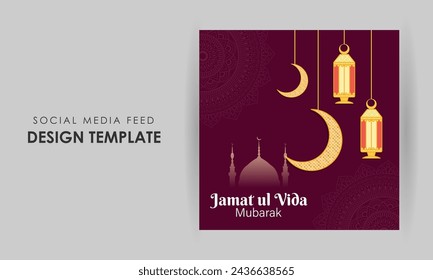 Vector illustration of Jamat Ul Vida social media feed template