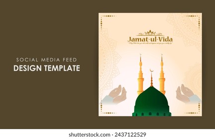 Vector illustration of Jamat Ul Vida social media feed template