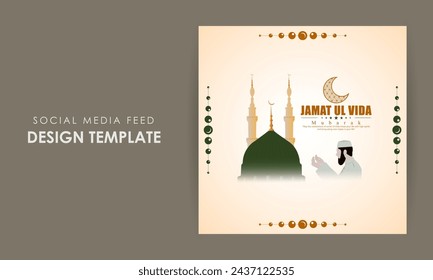 Vector illustration of Jamat Ul Vida social media feed template