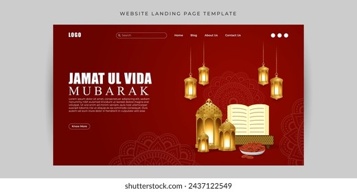 Vector illustration of Jamat Ul Vida Website landing page banner Template