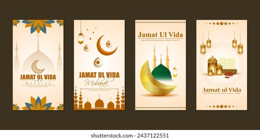 Vector illustration of Jamat Ul Vida social media feed set template