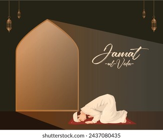 Vector illustration jamat-ul-vida, Jamat ul vida editable post banner template