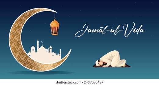 Vector illustration jamat-ul-vida, Jamat ul vida editable post banner template