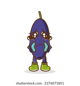 vector illustration of jambolan mascot or character crying