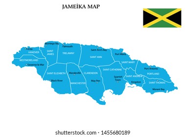 Vector illustration of Jameika map, cities map