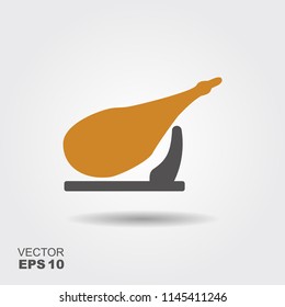 Vector illustration of jamon - national delicacy of Spain. Flat icon
