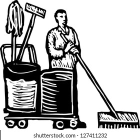 Vector illustration of janitor