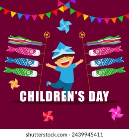 Vector illustration of Japan Children's Day social media feed template