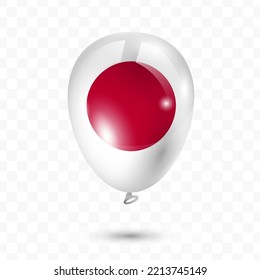 Vector illustration of Japan country flag balloon on transparent background (PNG). Flying flag balloons for Independence Day celebrations.