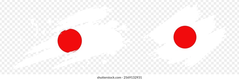Vector illustration of Japan flag in brush stroke effect on transparent background