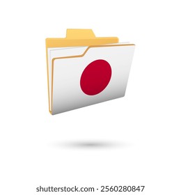Vector illustration of Japan flag isolated in file folder on white background.