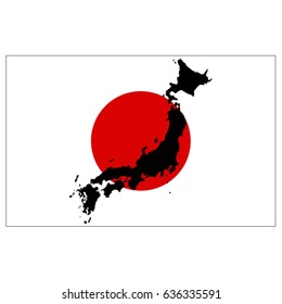 Vector Illustration Of Japan Flag And Map