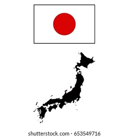 vector illustration of Japan flag and map