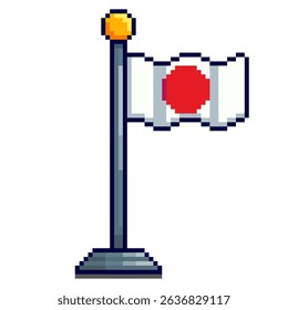 Vector Illustration of Japan Flag with Pixel Art Design, perfect for game assets themed designs