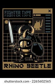 vector illustration japan mecha bug illustration sword