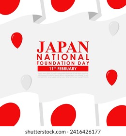 Vector illustration of Japan National Foundation Day social media feed template