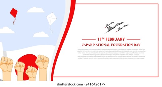 Vector illustration of Japan National Foundation Day social media feed template