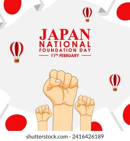 Vector illustration of Japan National Foundation Day social media feed template