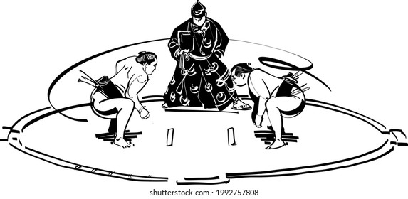 the vector illustration of the japan sumo wrestlers