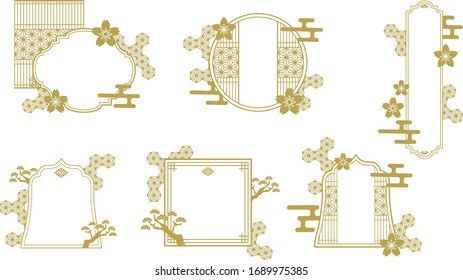 vector illustration of Japan traditional frame collection