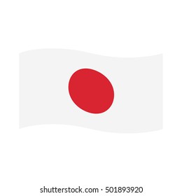 Vector illustration Japan waving flag flat icon. Japanese flag button