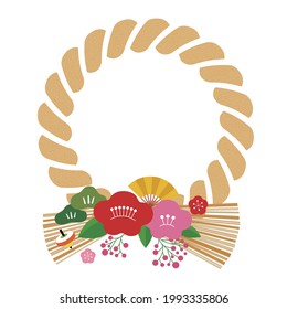 Vector illustration of Japanese auspicious New Year's decoration. Colorful decoration in the shape of a wreath. You can move on a white background.