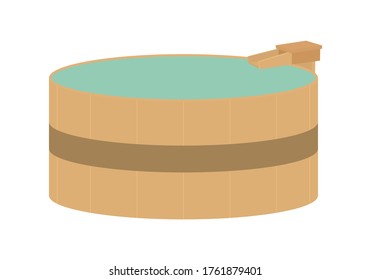 Vector illustration of japanese barrel hot spring