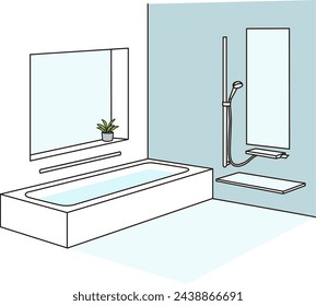 Vector illustration of Japanese bathroom