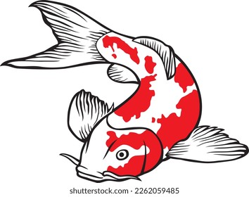 Vector illustration of a Japanese or Chinese inspired koi carp fish