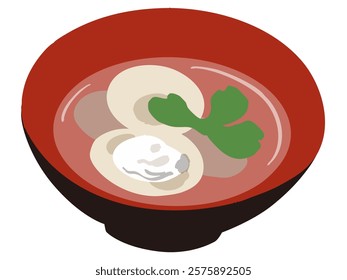 Vector illustration of Japanese clam soup