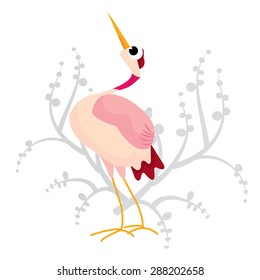 A vector illustration of a japanese crane bird.