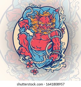 Vector Illustration Of Japanese Demon Dragon