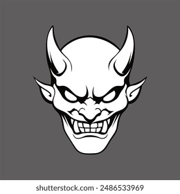 Vector illustration of Japanese demon mask