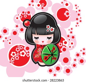 Vector illustration of the Japanese doll