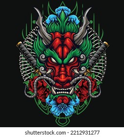 Vector illustration of japanese dragon head