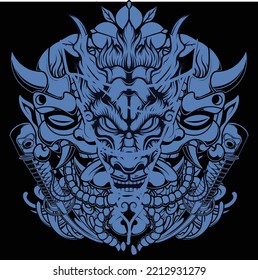 Vector illustration of japanese dragon head