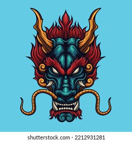 Vector illustration of japanese dragon head