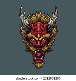 Vector illustration of japanese dragon head