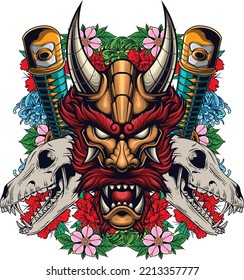 Vector illustration of japanese dragon head