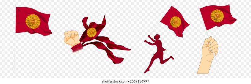 Vector illustration of Japanese Emperor flag composition on transparent background