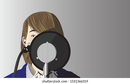 Vector illustration of a Japanese female singer named Lefty Hand Cream. Vector Face art illustration