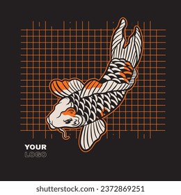 vector illustration of japanese fish painting, it can be use for shirt design or poster	
