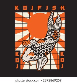 vector illustration of japanese fish painting, it can be use for shirt design or poster	
