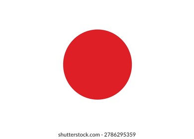 Vector illustration of the Japanese flag, featuring a red circle centered on a white background, symbolizing the sun.